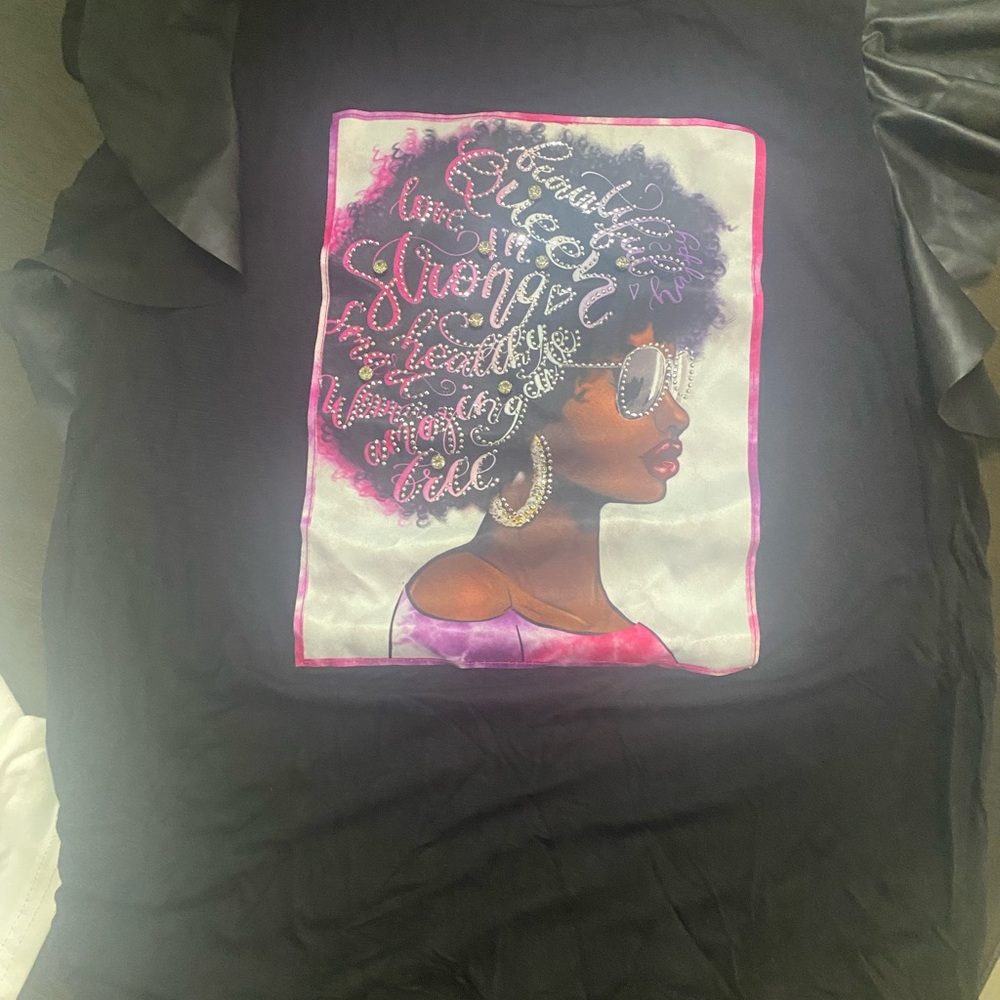 Black Graphic T-Shirt with Afro Art